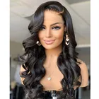 180% Плотность средняя часть тела волна кружева передний парик Синтетический для черных женщин предварительно выщипанные 26 дюймов длинные термостойкие Babyhair Soft