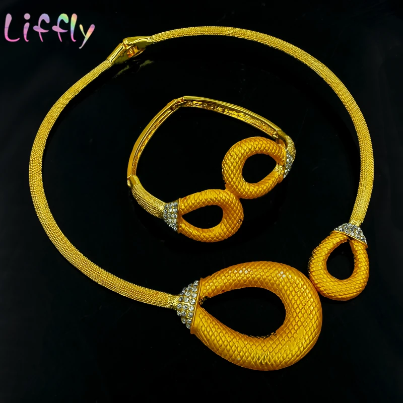 African Wedding Jewelry Nigeria Sets for Women Crystal Round Necklace Earrings Ring Bracelet Fashion Set | Украшения и аксессуары