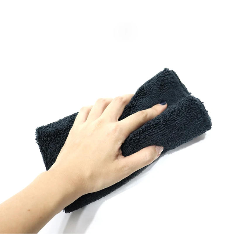 

New Black Mirofiber Car Washing Towel 40*40cm 400GSM High and Low Hair Auto Cleaning Detailing Cloth Super Water Absorbing