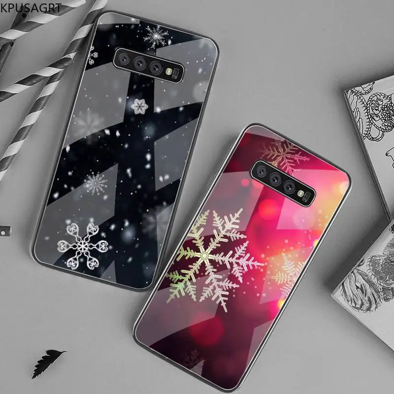 

KPUSAGRT Mysterious snowflake Phone Case Tempered Glass For Samsung S20 Plus S7 S8 S9 S10 Plus Note 8 9 10 Plus