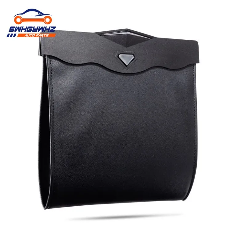 

Car Trash Can Waterproof Garbage Bag Passenger Artificial Leather Storage Pocket Leak Reusable Traveling Portable Garbage Cans