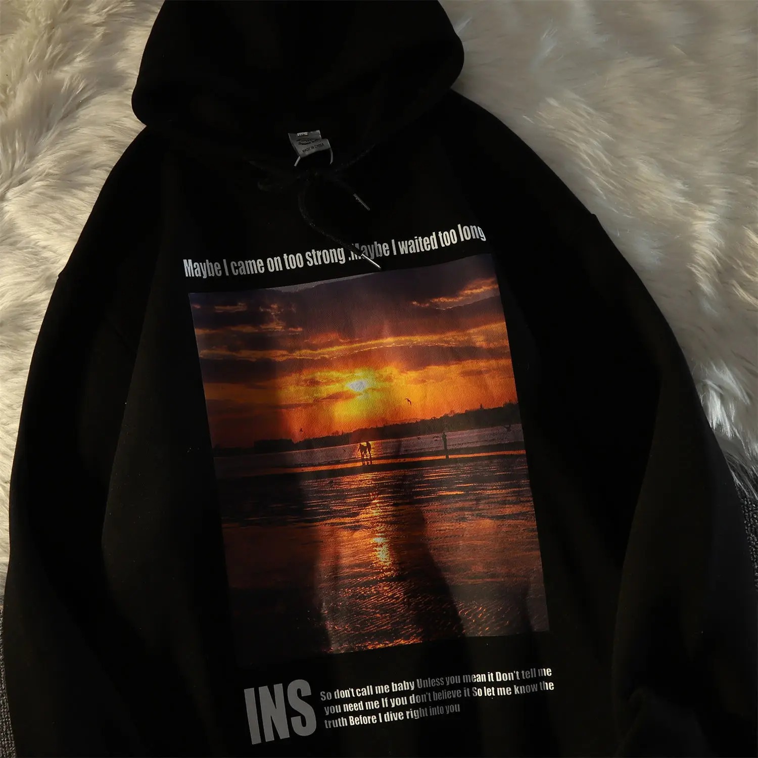 

Street Fashion Brand Sunset Sunset Landscape Print Hoodie Ins National Tide Couple Sweater
