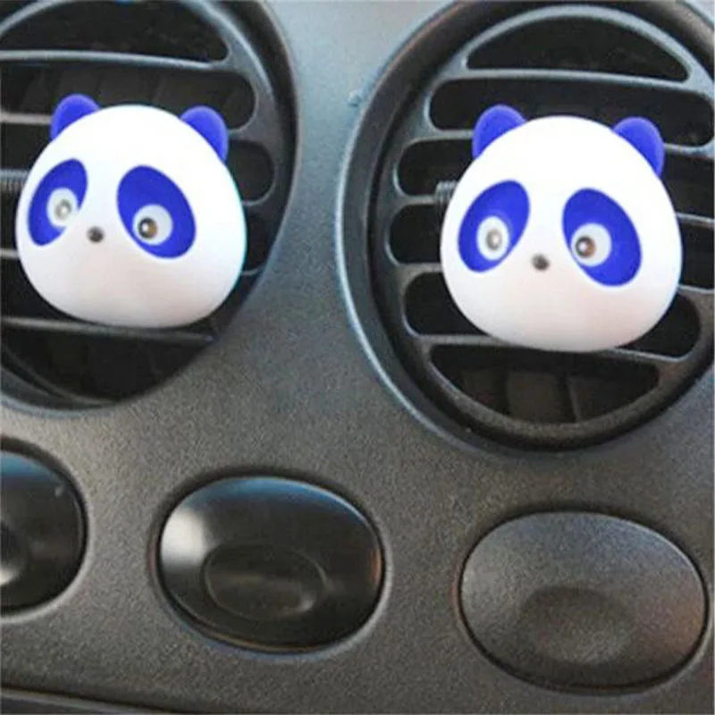 

2Pcs Car Shape Panda Head Shape Air Conditioning Freshener Eliminates Inside Peculiar Smell Air Vent Solid Perfume