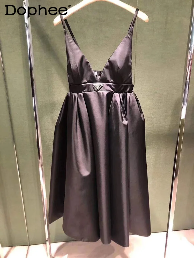 

Dress for Women Party 2021 Spring/Summer New Sexy Wrapped Chest V-neck Straps All-Matching Slim Fit Mid-Length Dresses Female