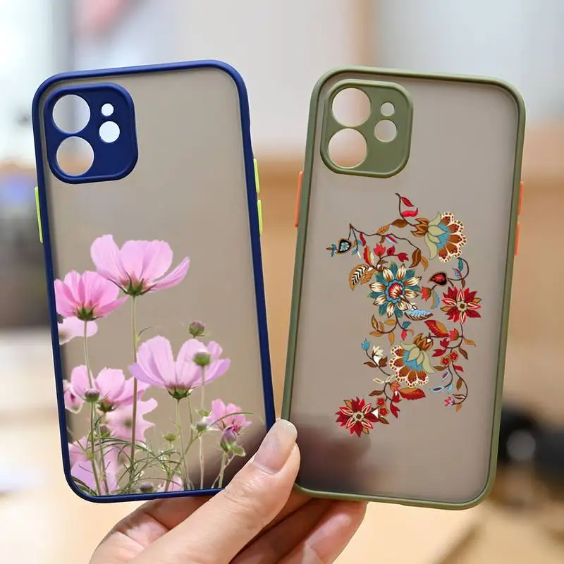 

Luxury Flower rose Phone Case for iphone 12 XS 11 pro max mini 7 8 6 6s plus SE2020 X XR Camera protection dark blue cases