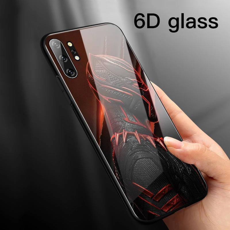 Marvel Капитан Америка стеклянный чехол для телефона samsung Galaxy Note 10 9 8 S10 e 5G S9 S8 Plus роскошный черный пантера чехол Funda