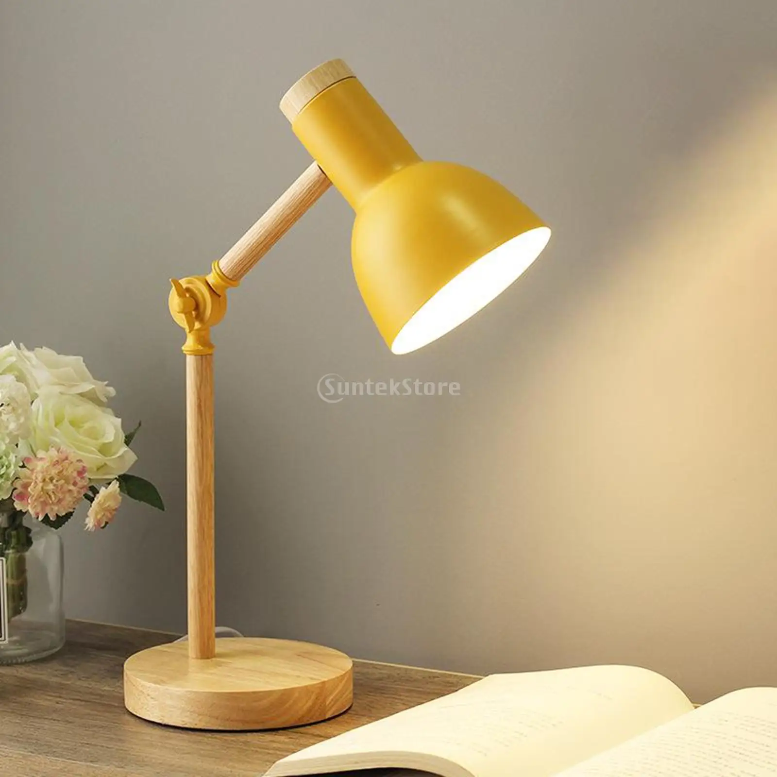 Stylish Wooden Iron LED Multi-Joint Reading Table Lamp Task Light Flexible Living Room Eye Protection Reading Table Lamp images - 6