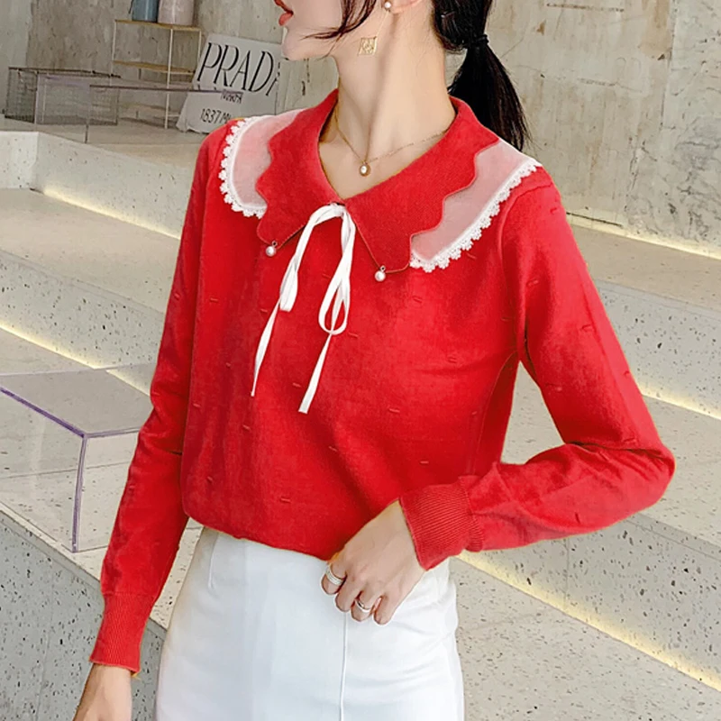 Женская трикотажная рубашка с отложным воротником весна 2020 новинка 5 цветов