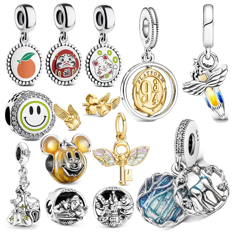 

Новинка, волшебные бусины в виде тыквы со смайликом на Хэллоуин, подходят для браслета Pandora, оригинальная фотография 100% искусственного сере...