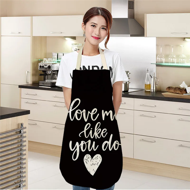 Фартуки для кухни с принтом Love Heart женщин хлопковые и льняные нагрудники Mr Mrs