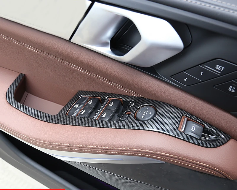 

For BMW X5 G05 2019 2020 Carbon Fiber Style Door Window Armrest Cover Switch Panel Trim Molding Garnish