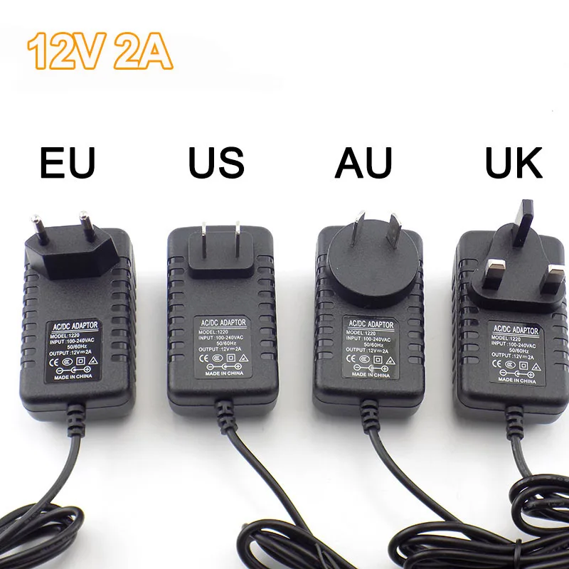 

5.5mmX2.5mm DC штепсельная вилка AC к DC адаптер питания 12V 2A 100-240V адаптер зарядного устройства для CCTV светодиодные полосы лампы США ЕС AU Великобрита...