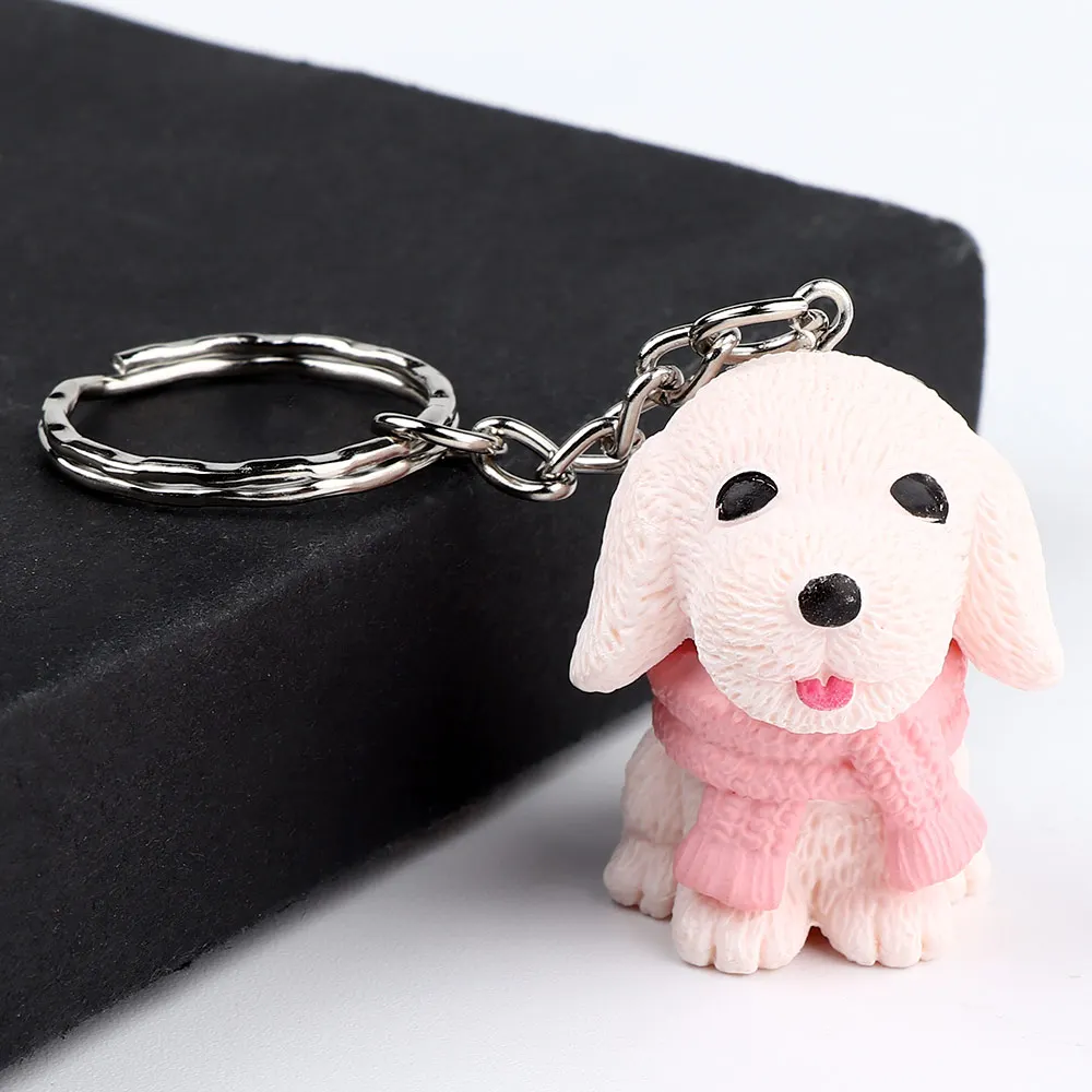 Лидер продаж милый шарф из смолы мини-брелок для ключей собак модное ювелирное