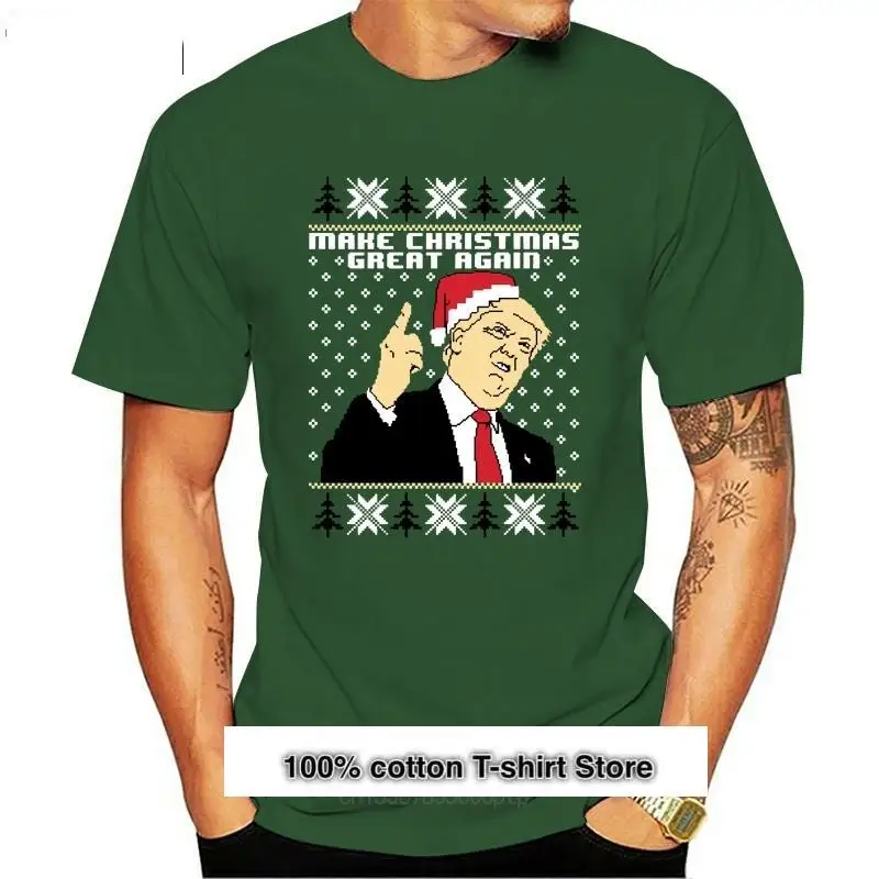 

Camiseta con gorro de Papá Noel para hombre, camiseta divertida y fea de Navidad, Make Christmas Great Again,