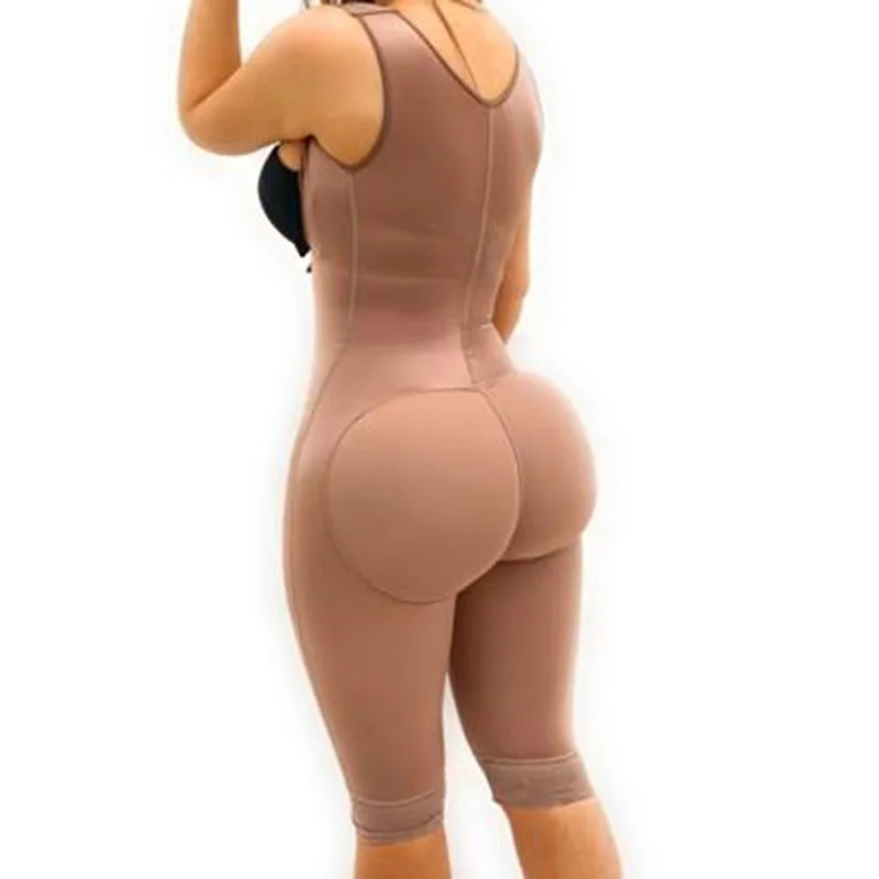 Fajas Colombianas Sleeveless Knee Length Shapewear Braless Wide Shoulder Straps Butt-Lifting Bodysuit For Women Tummy Control