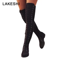women shoes womens long boots thigh high boots autumn shoes over the knee botas suede female ladies winter boots plus size 43