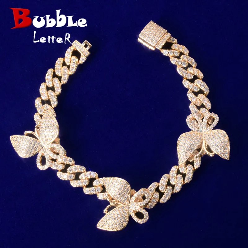 Золотистый браслет Майами из кубинской цепи с бабочкой украшение для женщин