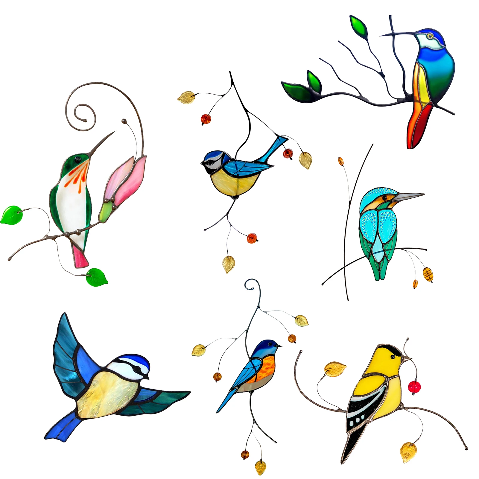 

7pcs Bird Wallpaper Realistic Stained Glass Window Decoration Peeping Bird Indoor Home Bedroom Living Room Car Decora Sticker