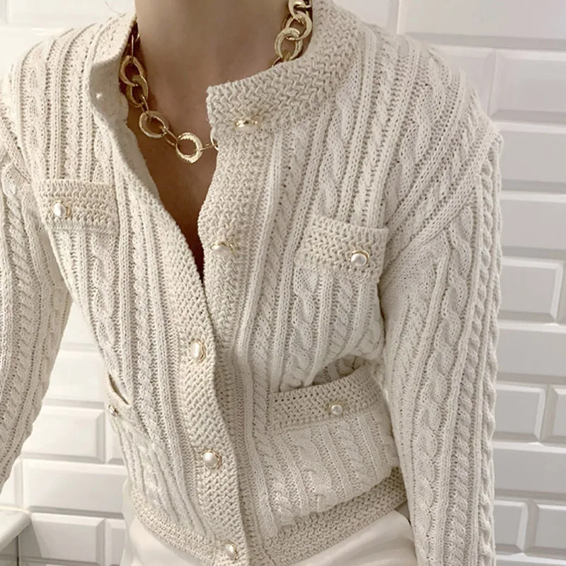 Knitted Sweater Cardigans For Women Sweet Twisted Long Sleeve Girl Cardigan 2021 Autumn Elegant Single Breasted Ladies Sweaters |