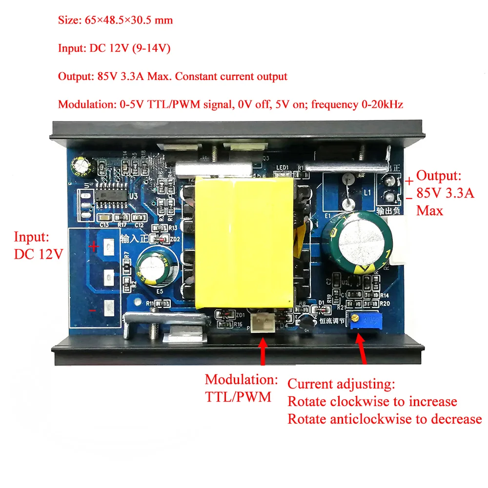 

12V to 85V 3A boost constant current drive NUBM31 driver circuit