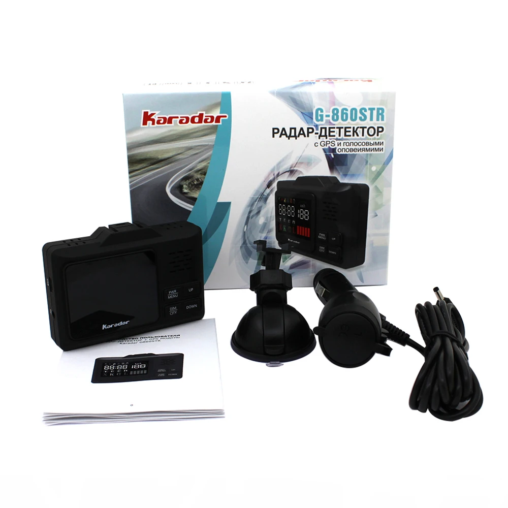 

karadar New technology slim radar GPS Car anti radar laser detector G-860 with 2.4inch display X K L CT Install GPS data