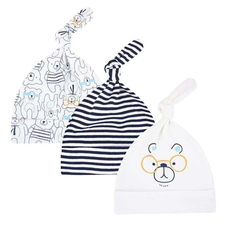 3pcs Per Lot Baby Hats 100% Cotton Printed &amp Caps For 0-6 Months Newborn Accessories Dropshipping KF268 | Детская одежда и