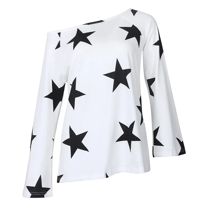 Женская Повседневная Блузка с длинным рукавом круглым вырезом и принтом