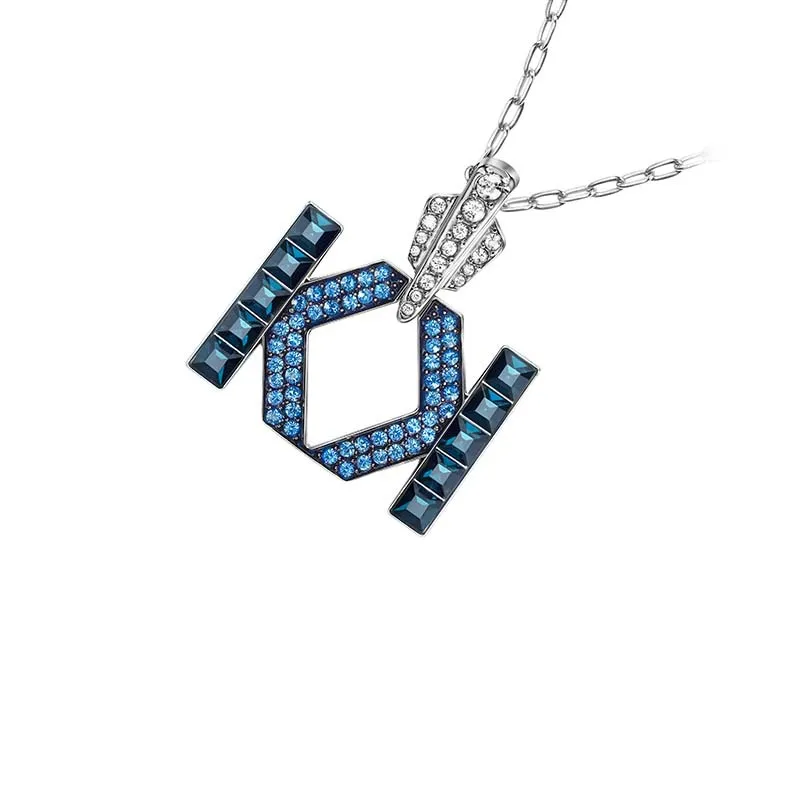 

SWA Fine Fashion Jewelry Original 2021 NEW Charm Pattern Design Pendant Necklace Blue Crystal Unisex Style Clavicle Necklace