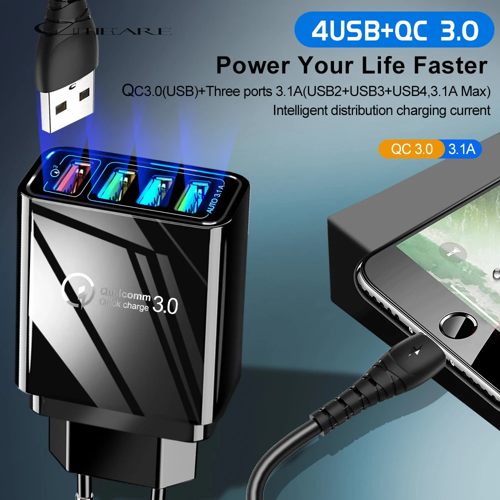 QC 3 0 4 48 Вт Быстрая зарядка USB prot зарядное устройство для iPhone 6 Samsung Huawei Xiaomi