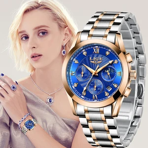 LIGE 2022 New Gold Watch Women Watches Ladies Creative Steel Women's Bracelet Watches Female Waterpr