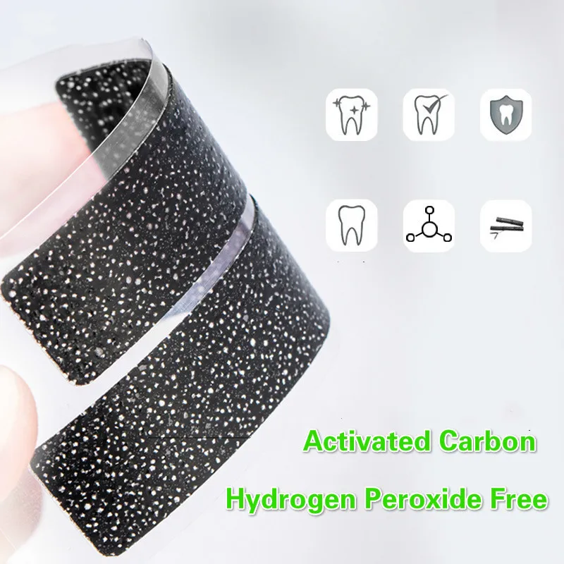 

Hot Sale Hydrogen Peroxide Free Activated Bamboo Charcoal Dry Tooth Whitening Strips Oral Hygiene Tooth Teeth White Strips