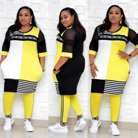 new african clothes for women two piece sets long tops skinny pants matching set mesh patchwork tracksuit set plus size 4xl 3xl