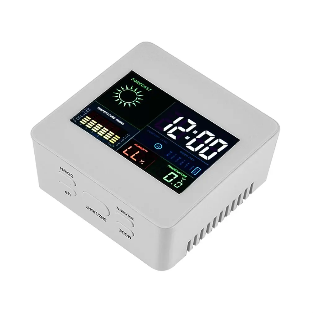 Погодные часы с красочным ЖК-дисплеем Функция повтора будильника календарь