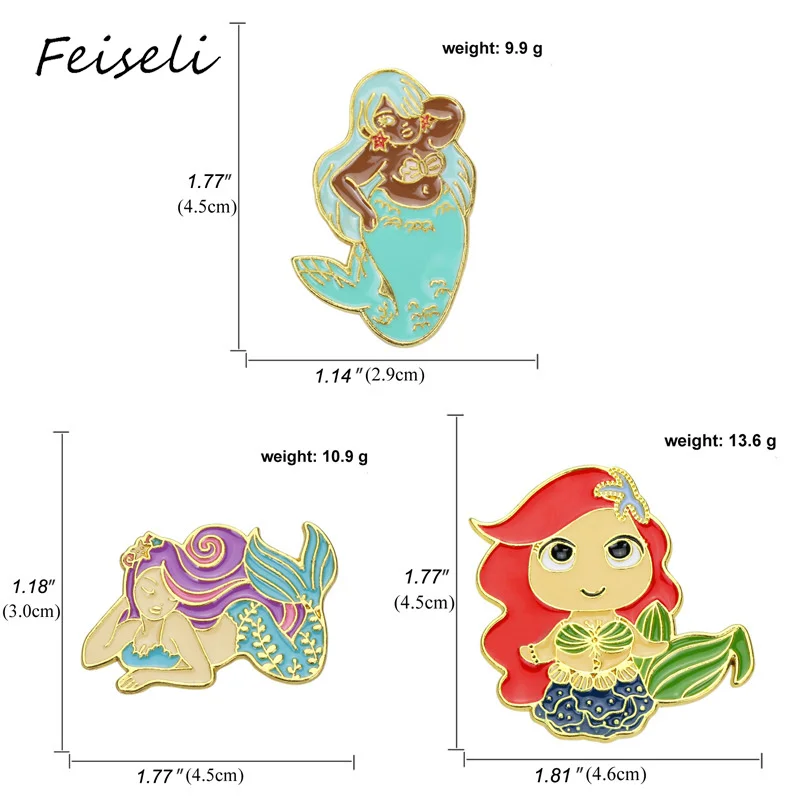 Feiseli мультфильм эмаль Русалка декоративная брошь шпилька для женщин Горячая