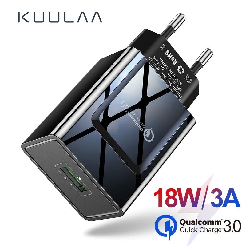 KUULAA USB зарядное устройство Quick Charge 3 0 18 Вт Быстрая Зарядка адаптер EU US Plug мобильный
