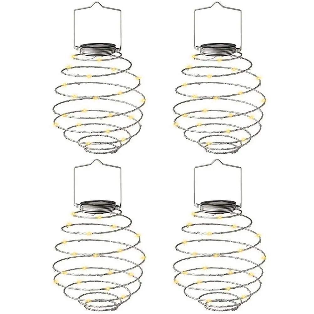 

4PCS Spiral Solar Lights Hanging Solar Lanterns Pineapple Shaped LED Lights For Tree Path Balcony Lawn Patio Decoration