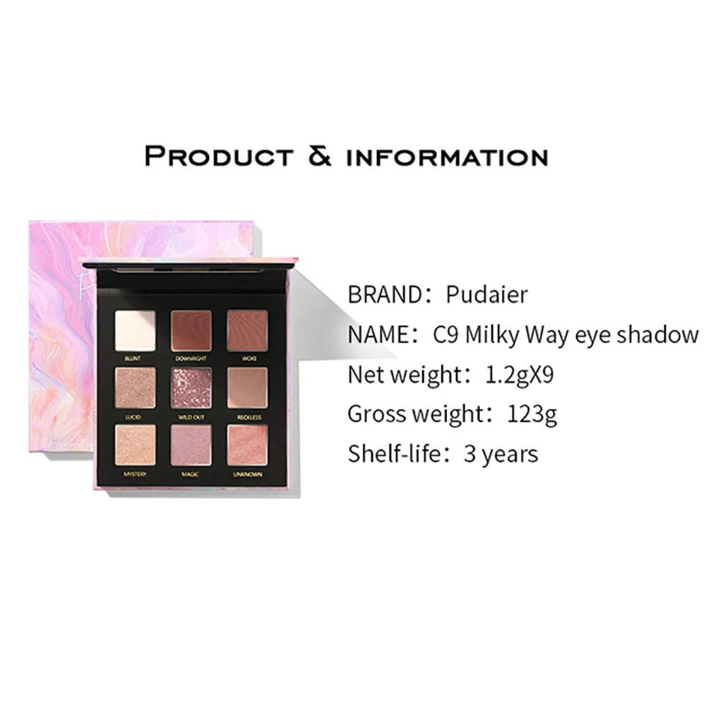 Pudaier 9 цветов Палитра теней для век макияж матовое мерцание тени Пудра комплект