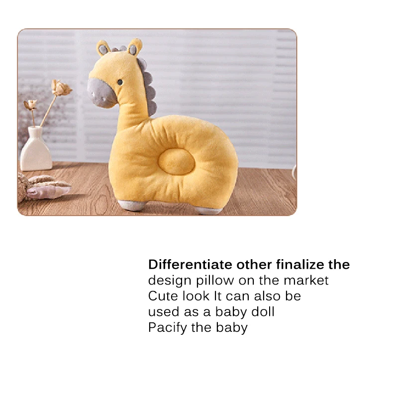 

1 Piece Of Baby Newborn Pillow Cute Animal Pattern Baby Shape Pillow Rollover Prevention Baby Headrest Pillow Cushion