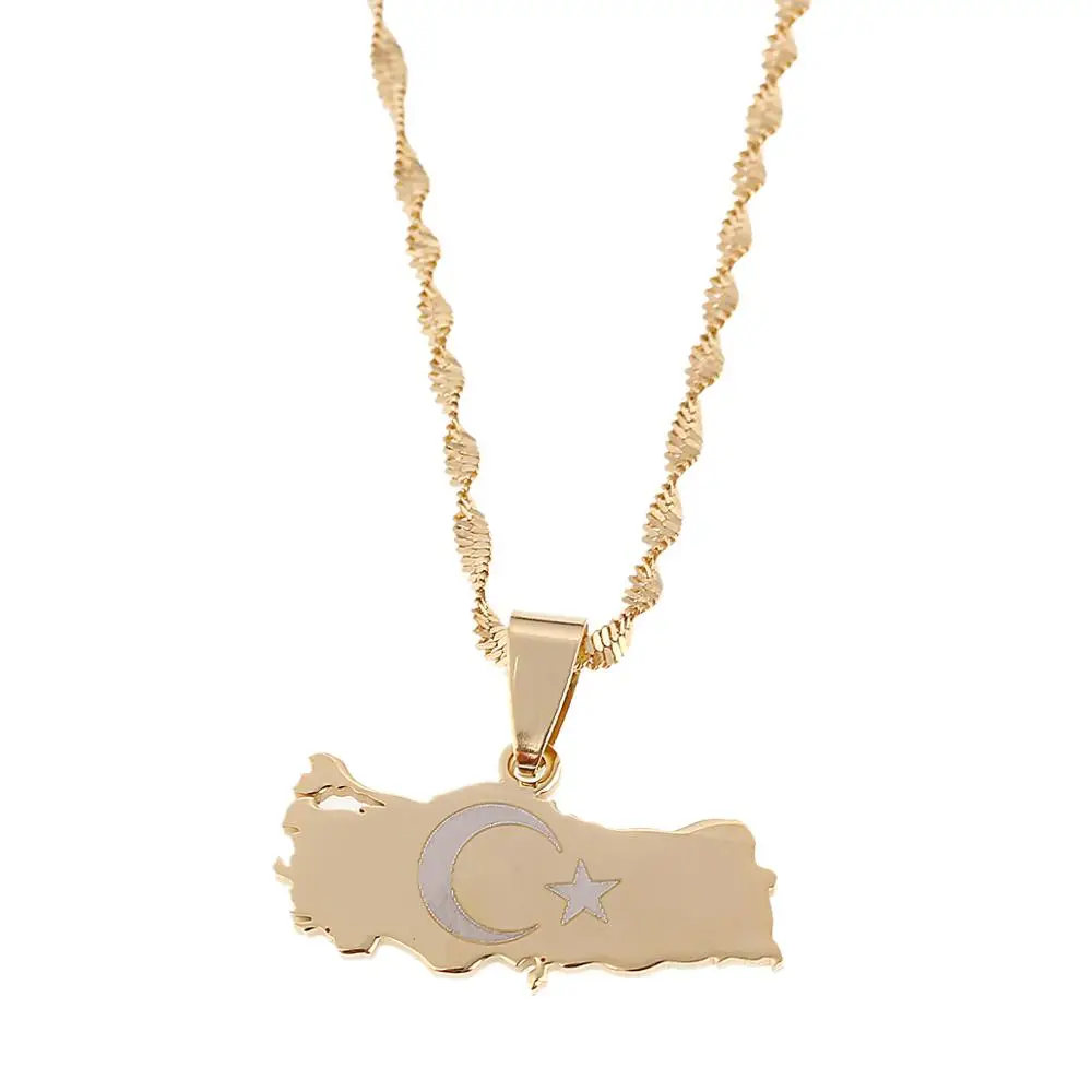 Подвеска из нержавеющей стали с изображением карты Турции ожерелье для женщин и