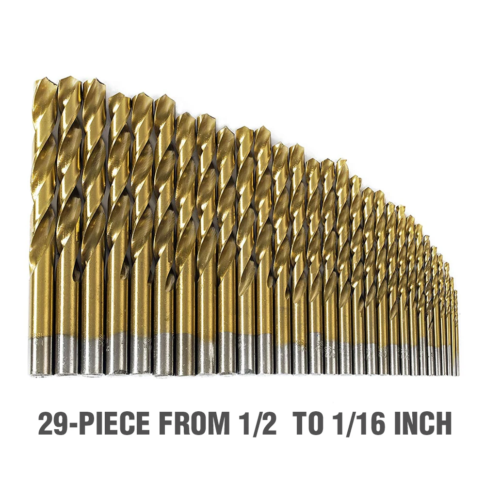 Набор из 29 титановых сверл в металлическом чехле WORKPRO|Сверла| |