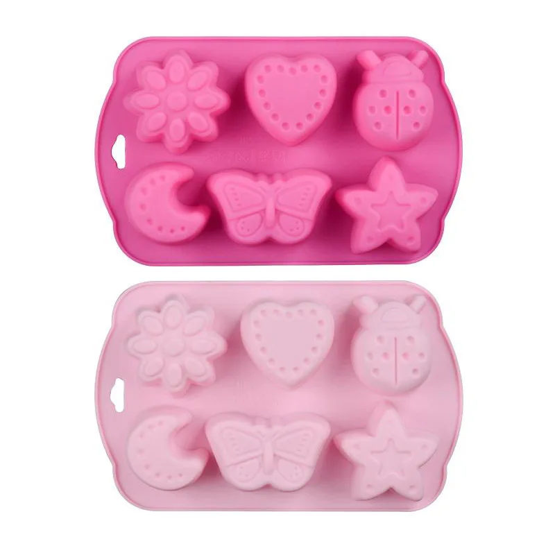 YIWUMART 6 Полость насекомое Луна шаблон торт плесень силиконовые шоколадные конфеты