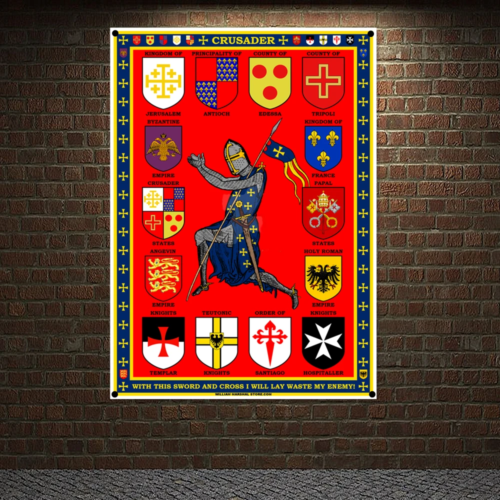 

Christ Knight Flag Banner Medieval Warrior Armor Painting Hang on the wall 4 grommets Custom Flag indoor Decor Knight Templar y5