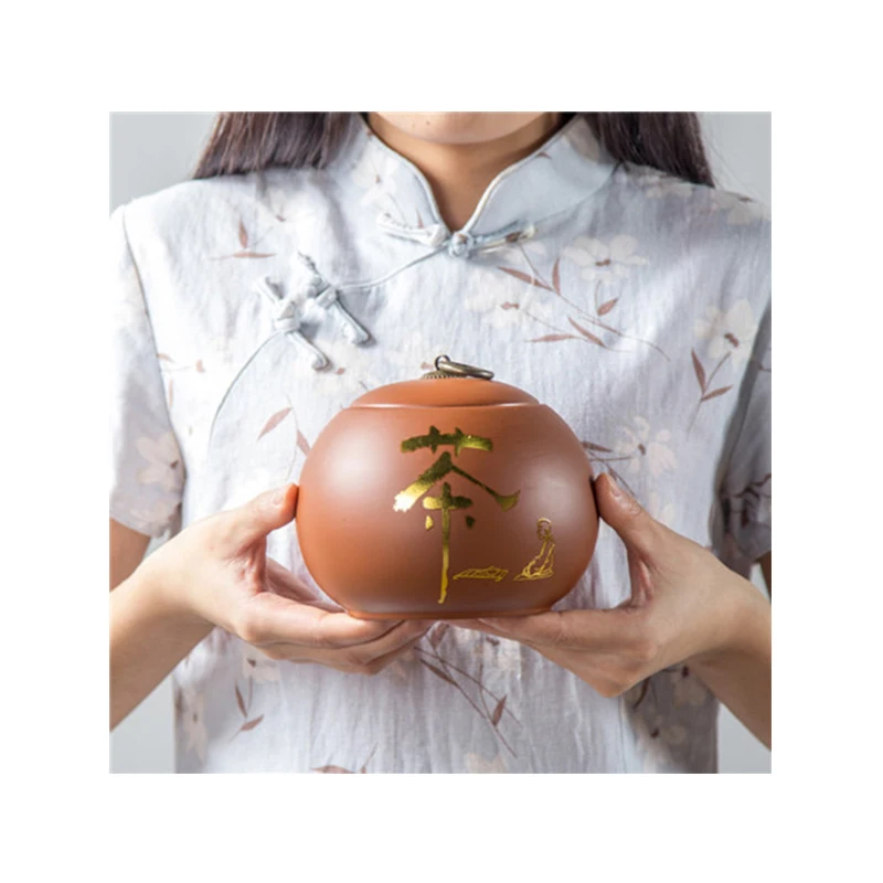 

Jusen 14.5cm*12.5cm Purple Clay Tea Caddies Puer Tea Box Tea Containers Set Sealed Jar Pill Powder Ceramic Storage Tank