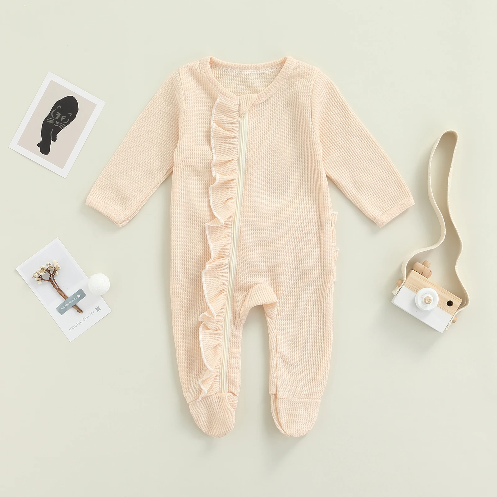 Демисезонная теплая одежда для новорожденных однотонные Комбинезоны на молнии с