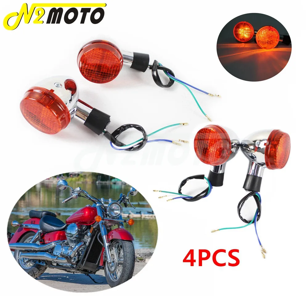 4 шт. поворотники для мотоцикла Honda Shadow 400 750 VT750 04 07 Chrome| |