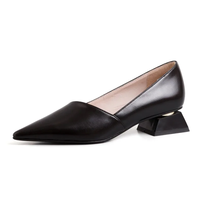 Туфли лодочки женские на высоком каблуке заостренный носок квадратный каблук однотонные туфли большой