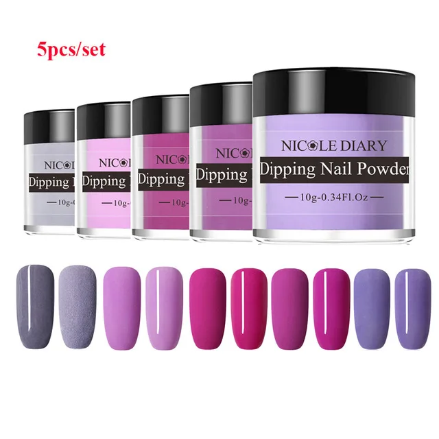 Purple series two Николь дневник цвет окунания ногтей порошок DIY Черный Серебряный Красный Фиолетовый серии Dip ногтей порошок дизайн ногтей без лампы лечения - Цвет: Purple series two