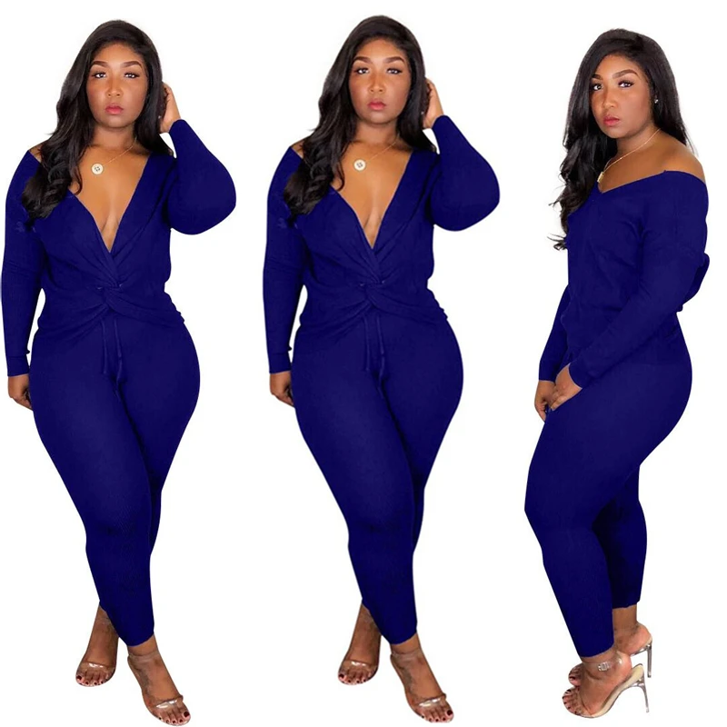

Sexy Tracksuit Women Two Piece Set Spring Clothing Deep V Neck Top and Skinny Pants Sports Jogging Suit Female Leisure Outfits