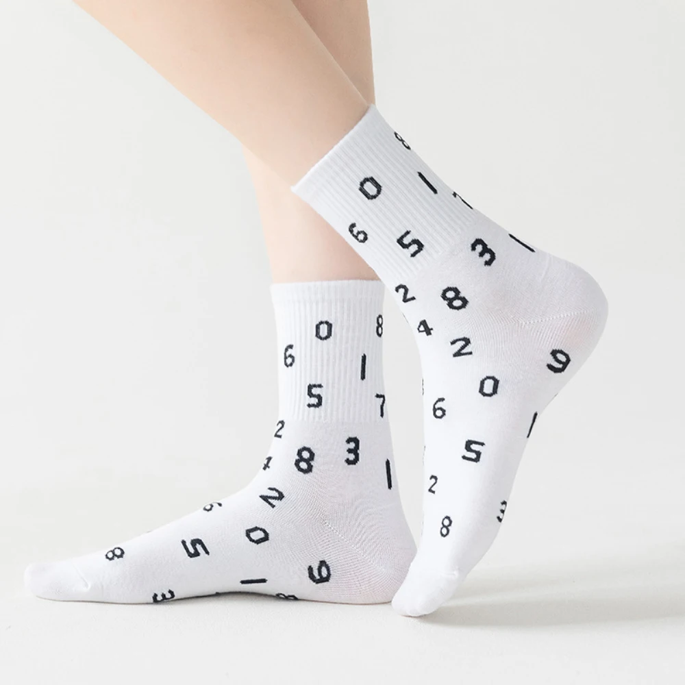 

3 Pairs/Lot Women's Socks Female Fashion Black White Casual Crew Socks Cartoon Figure Heart Pattern Funny Socks Mujer Cotton Sox