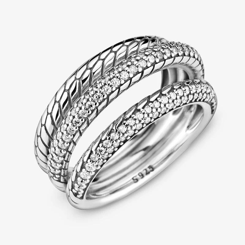 

2021 New 925 Sterling Silver Sparkling & Polished Lines Finger Ring for Women Wedding Engagement Jewelry Gift Anel